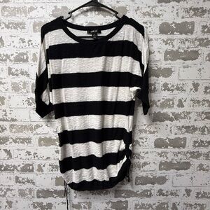 Style & Co. Black and White Striped Short Sleeve Top